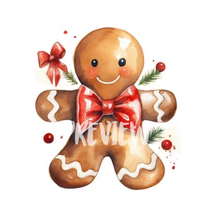Aquarell Weihnachtslebkuchenmann Clipart: 8 hochwertige 300 dpi PNGs, botanische Drucke, druckbar mit kommerzieller Nutzung, digitaler Download