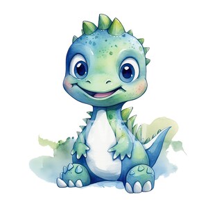 Aquarell niedlichen Dinosaurier Clipart: 8 Qualität PNGs 300 DPI, ideal für Kinderzimmer Dekor, Digital Journal - Kommerzielle Nutzung, Digitaler Download