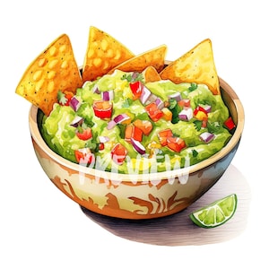 Watercolor Mexican food Clipart: 8 quality PNGs,  300 DPI - Ideal for Digital Journal, Printable with Commercial Use, Digital download