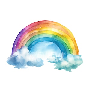 Regenbogen Aquarell Illustrationen Set: 8 High Quality PNG 300 DPI - Ideal für Kinderzimmer Dekoration, digitales Journal - Sofortiger digitaler Download