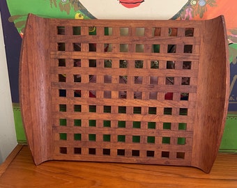 Mid Century Modern Lattice Wood Tray