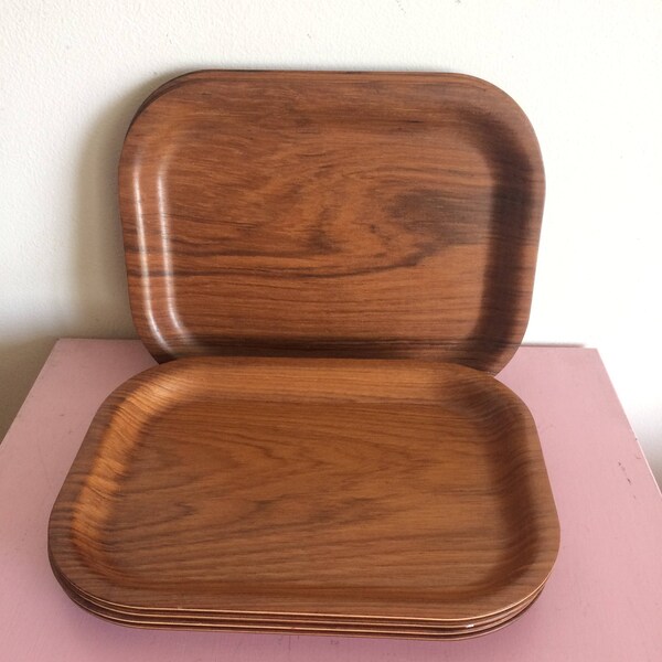 Reserved** Set of 2 Small Danish Silva Teak Trays