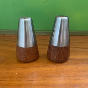 Mid Century Modern Wood and Metal Shakers