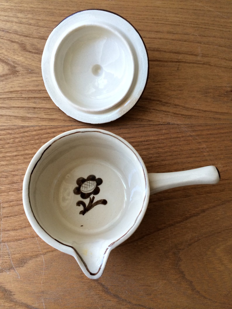 Small Gustavsberg Pyro Brown Flower Butter Warmer With Lid Etsy