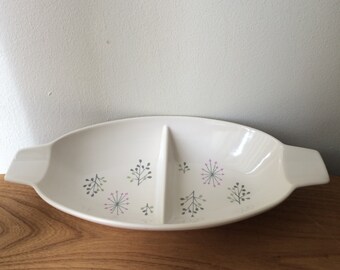 Vintage Franciscan Echo Pattern Divided Dish with Flowers and Leaves