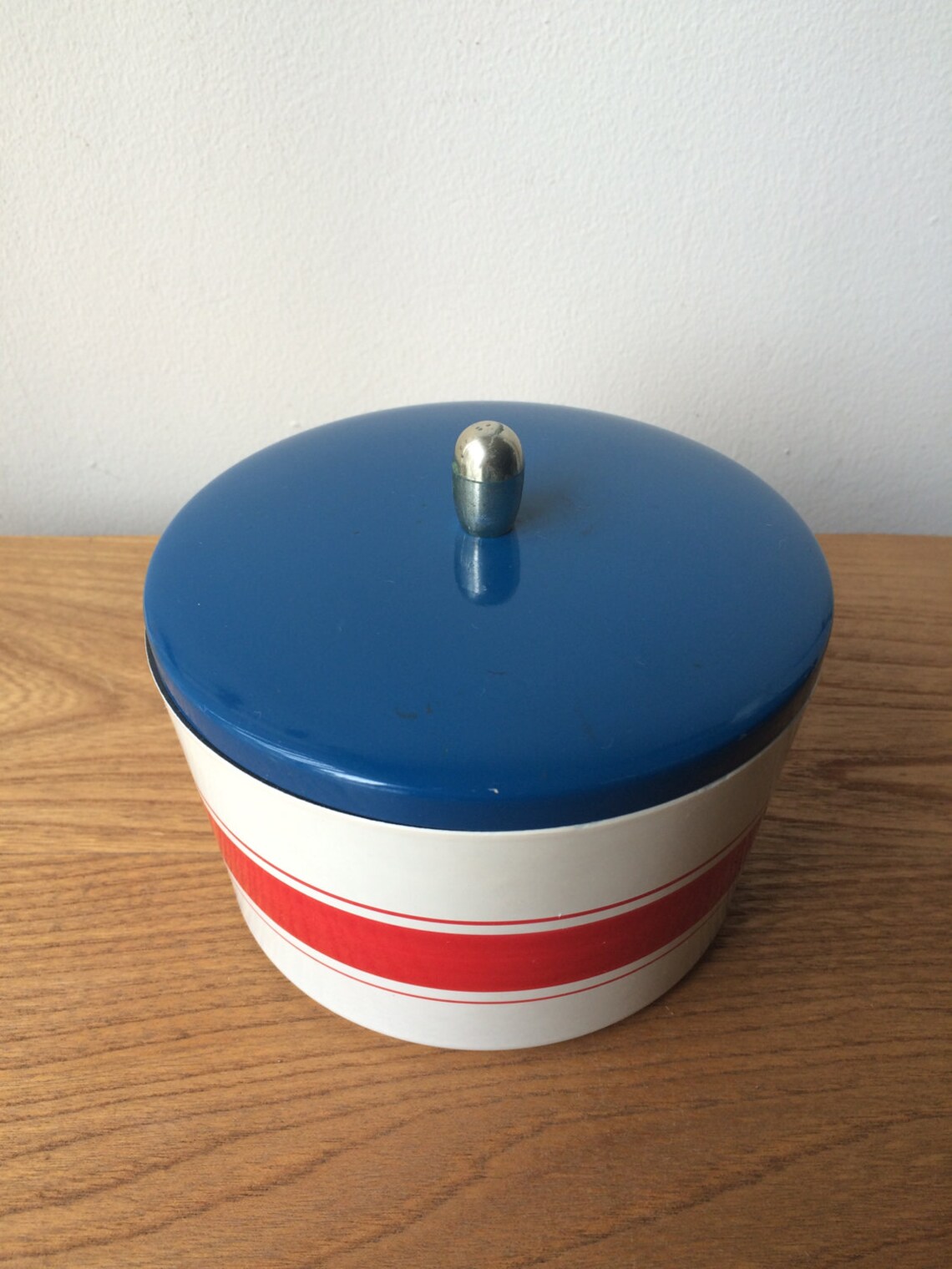 Retro Blue and Red Stripes Stacking Canisters - Etsy