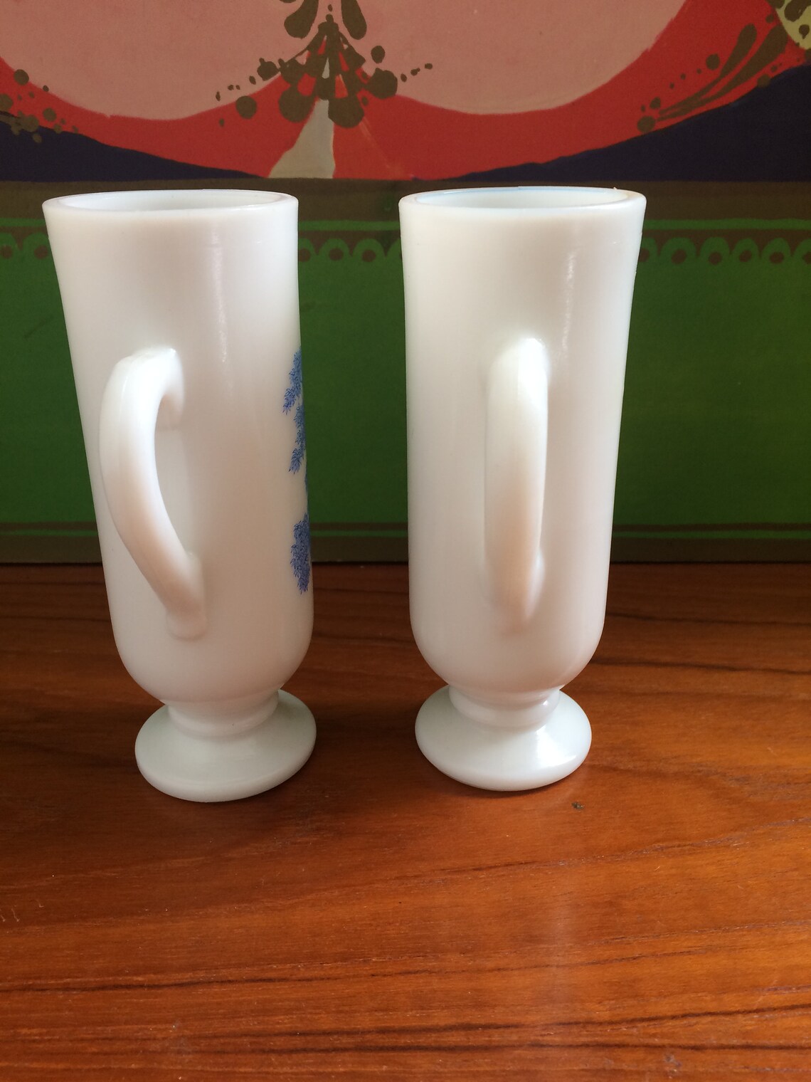Pair of Mismatched Avon Milk Glass Tall Cups Etsy