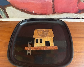 Small Mid Century Modern Couroc Fresh Fish Tray