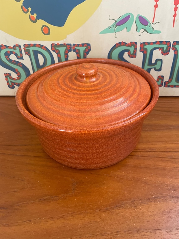 Mid Century Burnt Orange Bauer Ribbed Lidded Dish - Etsy