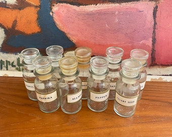 Set of 9 Japan Glass Spice Jars