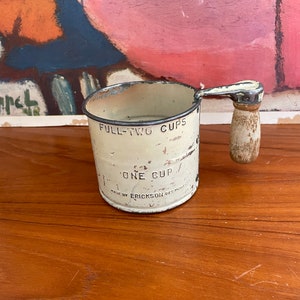 Vintage M. Johnson Co. Metal Sifter with Wood Handle