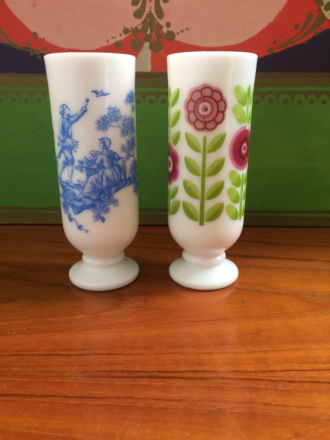 Pair of Mismatched Avon Milk Glass Tall Cups Etsy