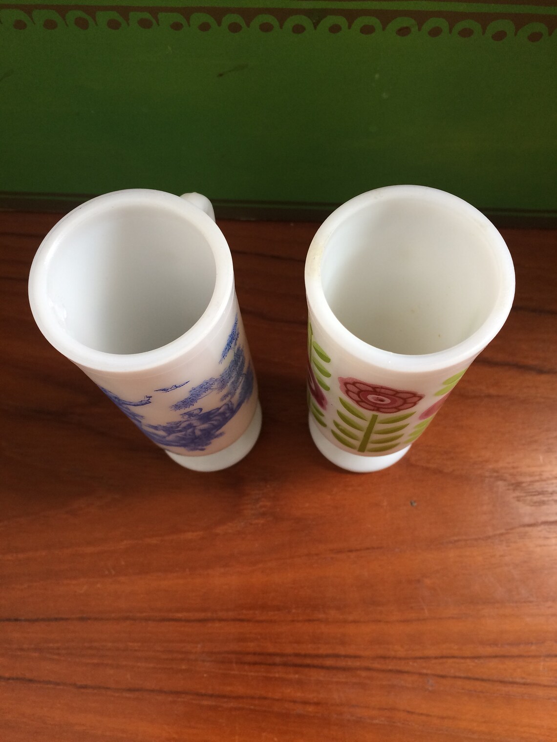 Pair of Mismatched Avon Milk Glass Tall Cups Etsy