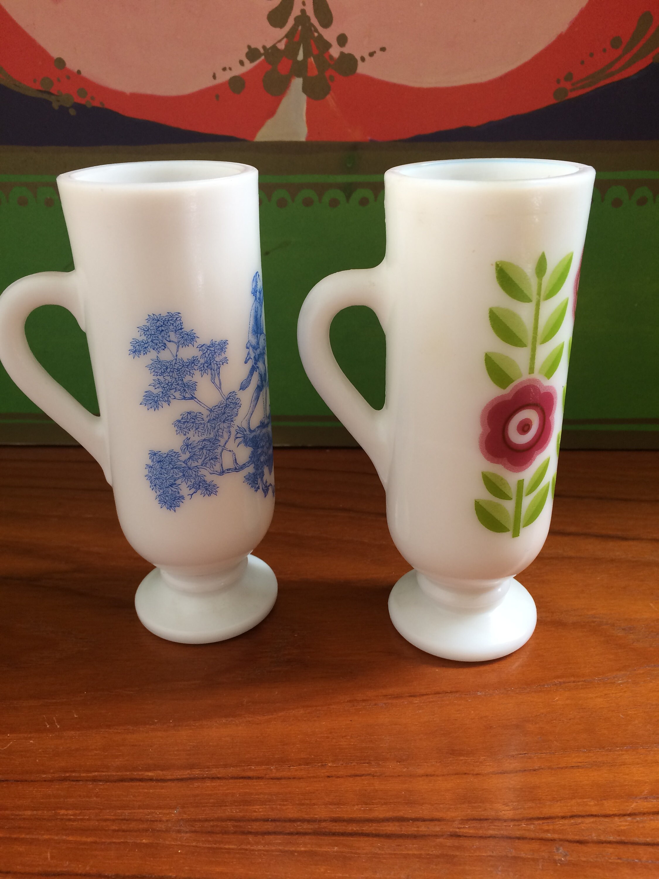 Pair of Mismatched Avon Milk Glass Tall Cups Etsy