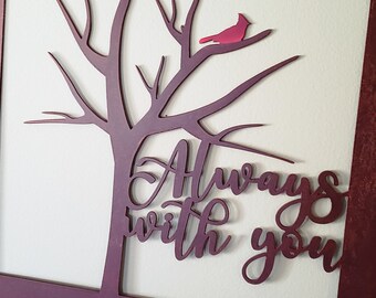 Always With You Tree with Cardinal Metal Sign