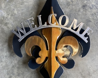 3- Part Black & Gold Welcome Fleur De Lis