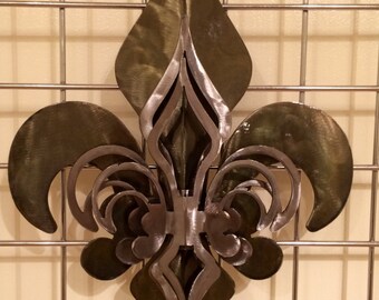 3- Part Open Patina & Polished Fleur De Lis