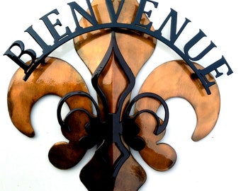 3- Part Black & Gold Bienvenue Fleur De Lis