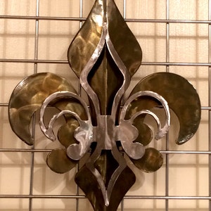 2- Part Open Patina & Polished Fleur De Lis