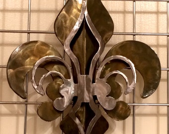 2- Part Open Patina & Polished Fleur De Lis