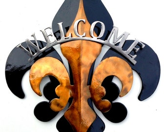 3- Part Black & Gold Welcome Fleur De Lis