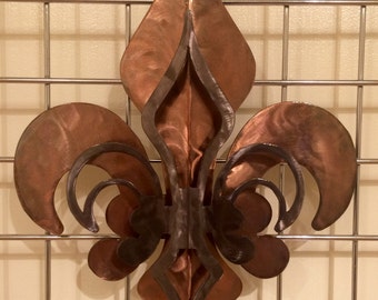 2- Part Open Copper & Pewter Fleur De Lis