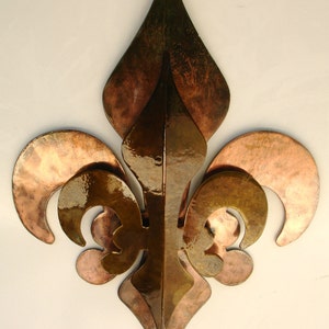 2- Part Solid Copper and Patina Fleur De Lis