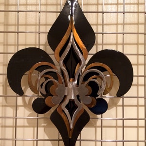 3-Part Open Black, Gold, Polished Fleur De Lis