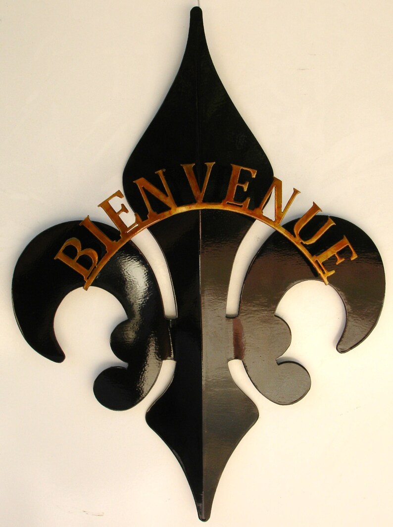 2 Part Black & Gold French Welcome Fleur De Lis image 1