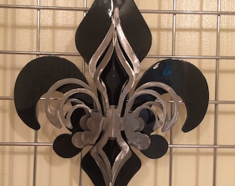 3- Part Black & Polished Fleur De Lis