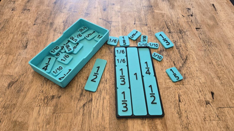 3D Printed Fraction Tiles Learning Set | Math Manipulatives, Homeschool ...