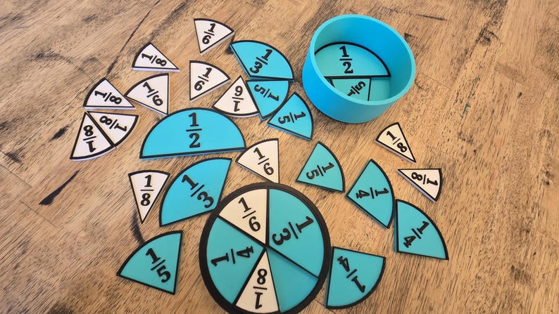 3D Printed Pie Fraction Tiles Learning Set | Math Manipulatives ...