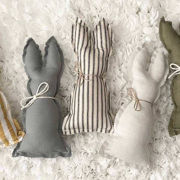 Fabric Easter Bunnies, Farmhouse Fabric Easter Bunnies, Fabric Bunny Decor, Spring Easter Bunny Decor,Primitive Fabric Easter Bunnies