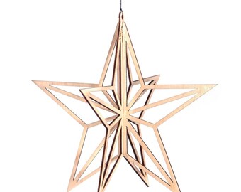Wooden Big Star - Birch Crystal Natural