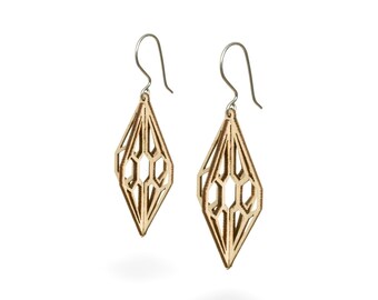 Diamond wood - Birch Crystal Earrings