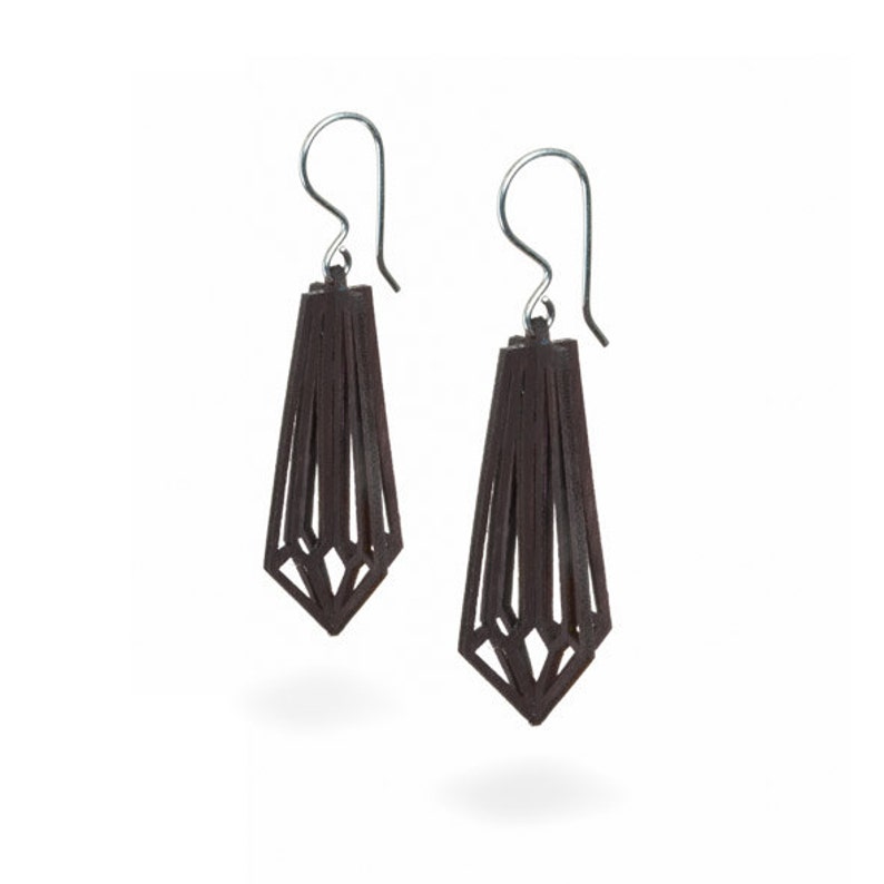 Birch Crystal Earrings, dramatic, black, geometric jewellery image 1