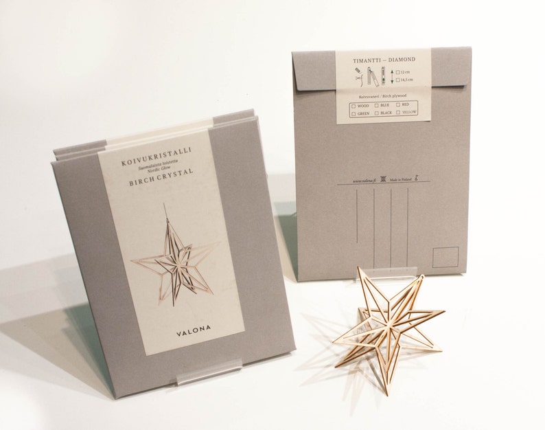 Wooden Small Christmas Star Natural birch wood image 3