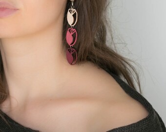 Tulip 3 wooden earrings different colours