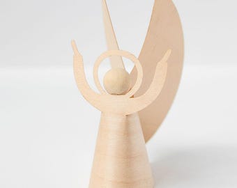 Large wooden minimalistic Angels table decoration for Christmas