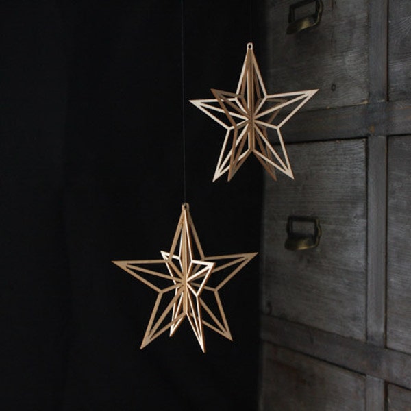 Wooden Stars Deco - Birch Crystal (2-pack)