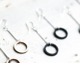 Ray 1 earrings - Dangle earrings with wooden ring
