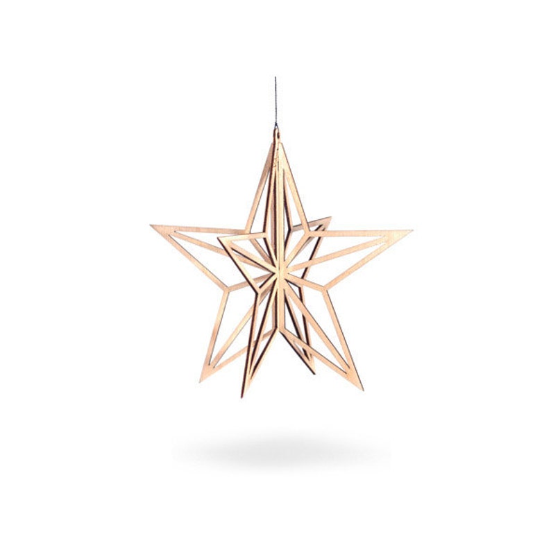 Wooden Small Christmas Star Natural birch wood image 1