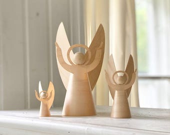 Wooden minimalistic Angel for Christmas tree and table decoration