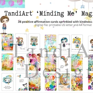 TandiArt ‘Minding Me’ digitale magische Affirmationskarten, Achtsamkeitskarten, positive Affirmationen, Selbstfürsorge, Therapiebürodekor