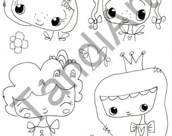 Fairy  Stamp 7- digital stamp for papercraft, scrapbooking, art journaling, cardmaking. A printable image, coloring page, fairy cards