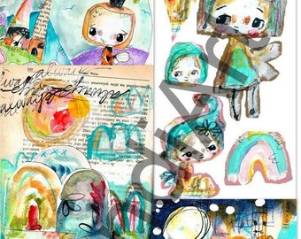 Fairy story cards 2- digital image, journal, collage, papercraft, a printable image, art journaling, fairy girl, collage sheet, wall art