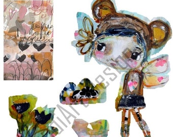 Fairy story 6- digital image for collage, home decor and papercraft, a printable image, art journaling, fairy girl, collage sheet, wall art