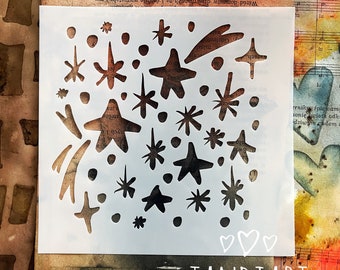 TandiArt  winter collection Stencil 1- art stencil mixed media, art journal, swirl stencil ,card making