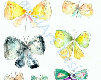 Butterfly- digital image for collage, home decor and papercraft, a printable image, art journaling, fairy girl, collage sheet, wall art
