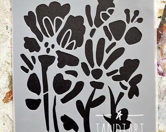 TandiArt Floral 3 Stencil- Kunst Schablone Mixed Media, Art Journal, Herz, Kartenherstellung